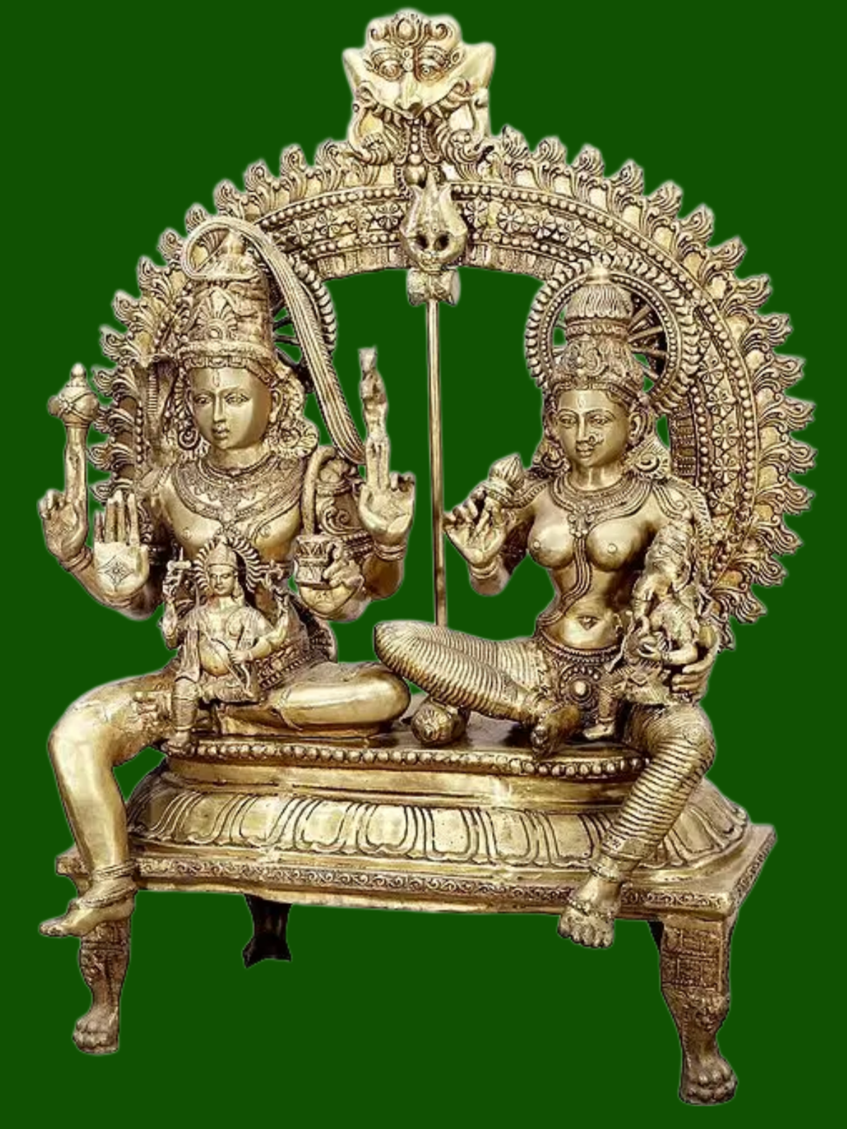 Brassaura® Brass Shiv Family Statue | Height 54 Inches & Weight 138 kg