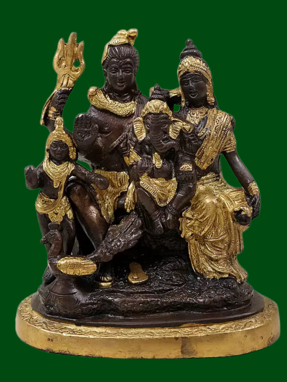Brassaura® Brass Shiv Family Statue | Height 5.7 Inches & Weight 1.32 kg