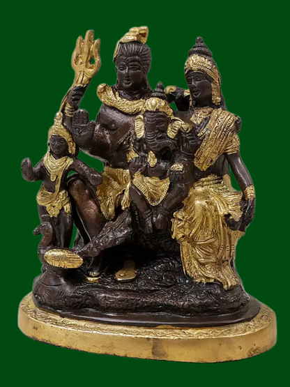Brassaura® Brass Shiv Family Statue | Height 5.7 Inches & Weight 1.32 kg