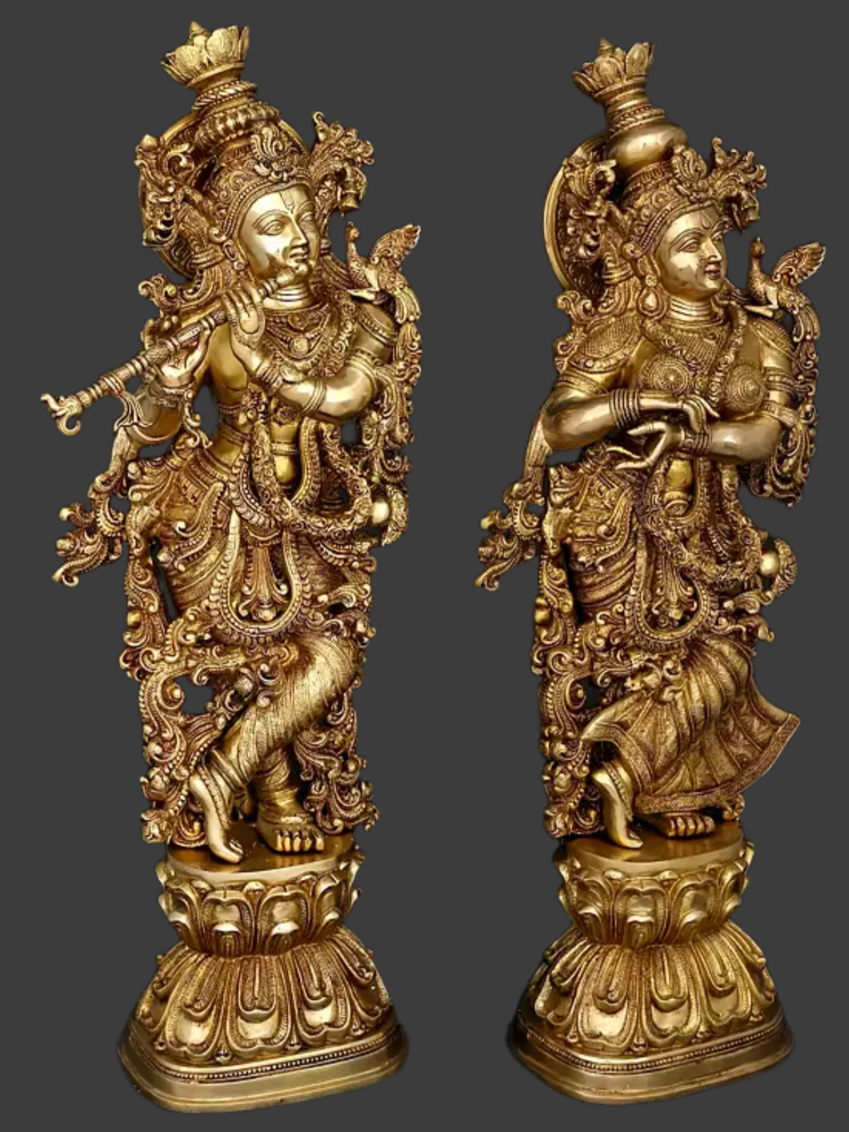 Brassaura® Brass Radha Krishna Statue | Height 29 Inches & Weight 41.8 kg