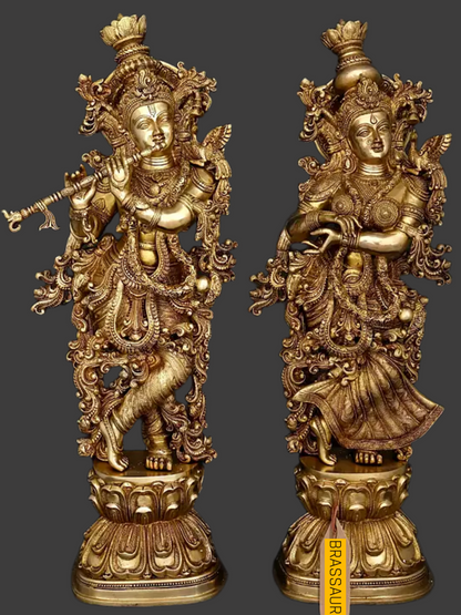 Brassaura® Brass Radha Krishna Statue | Height 29 Inches & Weight 41.8 kg