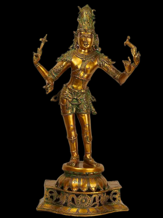 ब्रासौर® ब्रास शिव प्रतिमा जड़ाई के काम के साथ | ऊंचाई 32.09 इंच और वजन 16.30 किग्रा