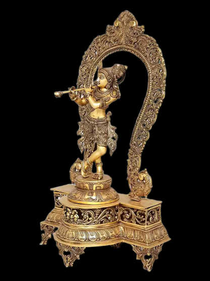 Brassaura® Brass Krishna Statue | Height 31 Inches & Weight 20.32 kg