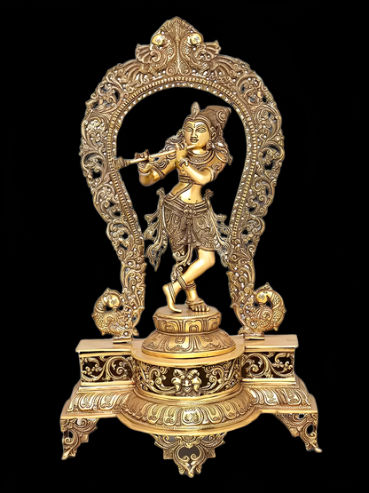 Brassaura® Brass Krishna Statue | Height 31 Inches & Weight 20.32 kg