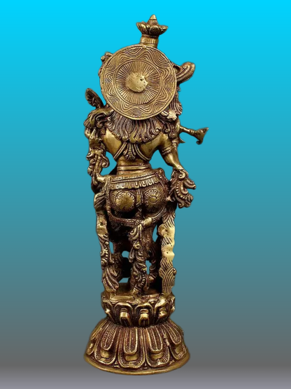 Brassaura® Brass Krishna Statue | Height 21 Inches & Weight 9 kg