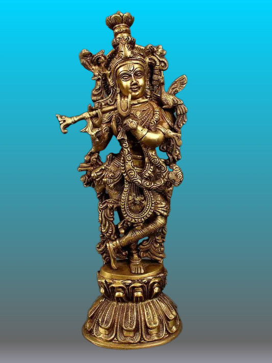 Brassaura® Brass Krishna Statue | Height 21 Inches & Weight 9 kg