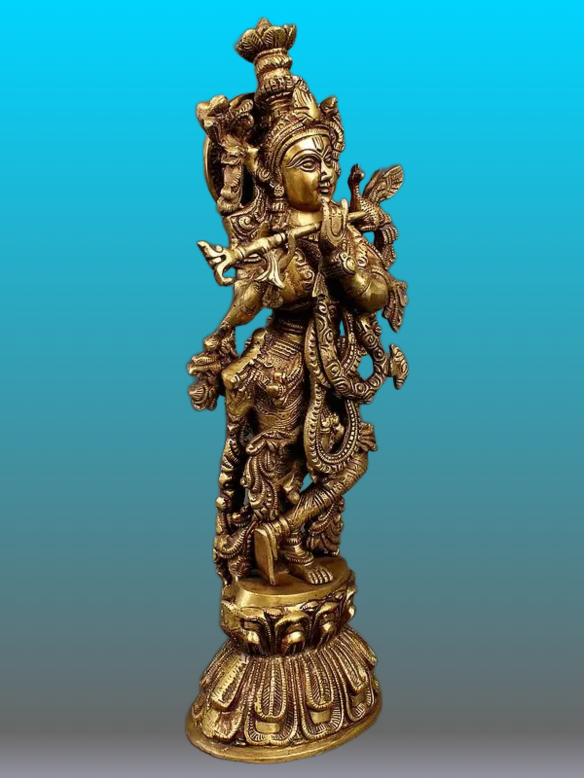Brassaura® Brass Krishna Statue | Height 21 Inches & Weight 9 kg