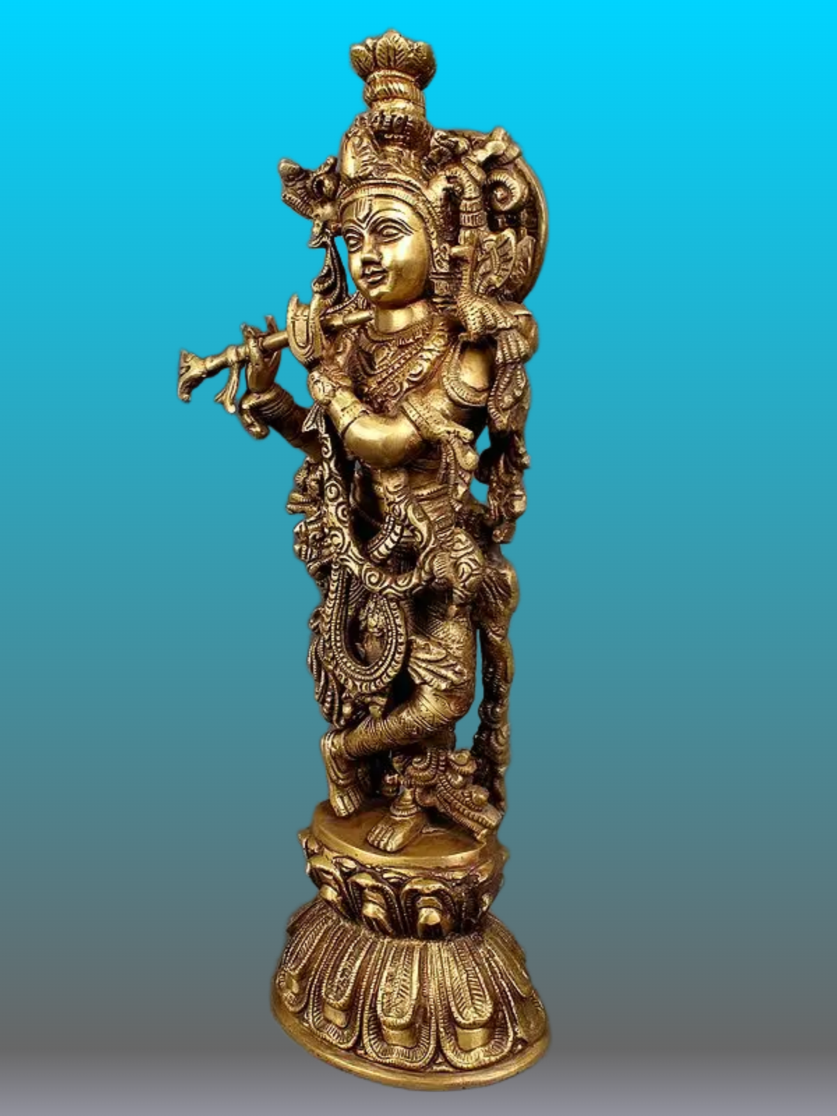Brassaura® Brass Krishna Statue | Height 21 Inches & Weight 9 kg
