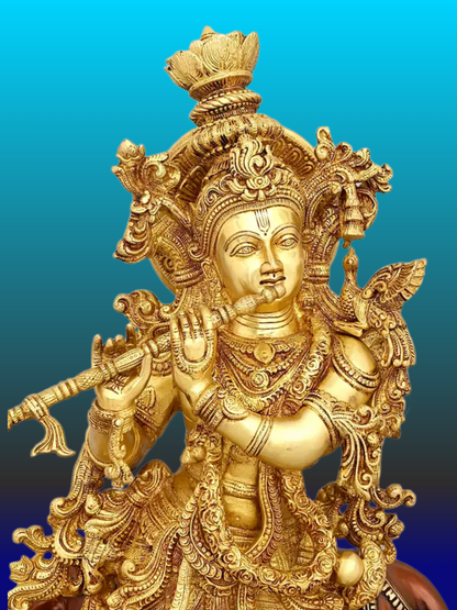 Brassaura® Brass Cow Krishna Statue | Height 28 Inches & Weight 35.20 kg