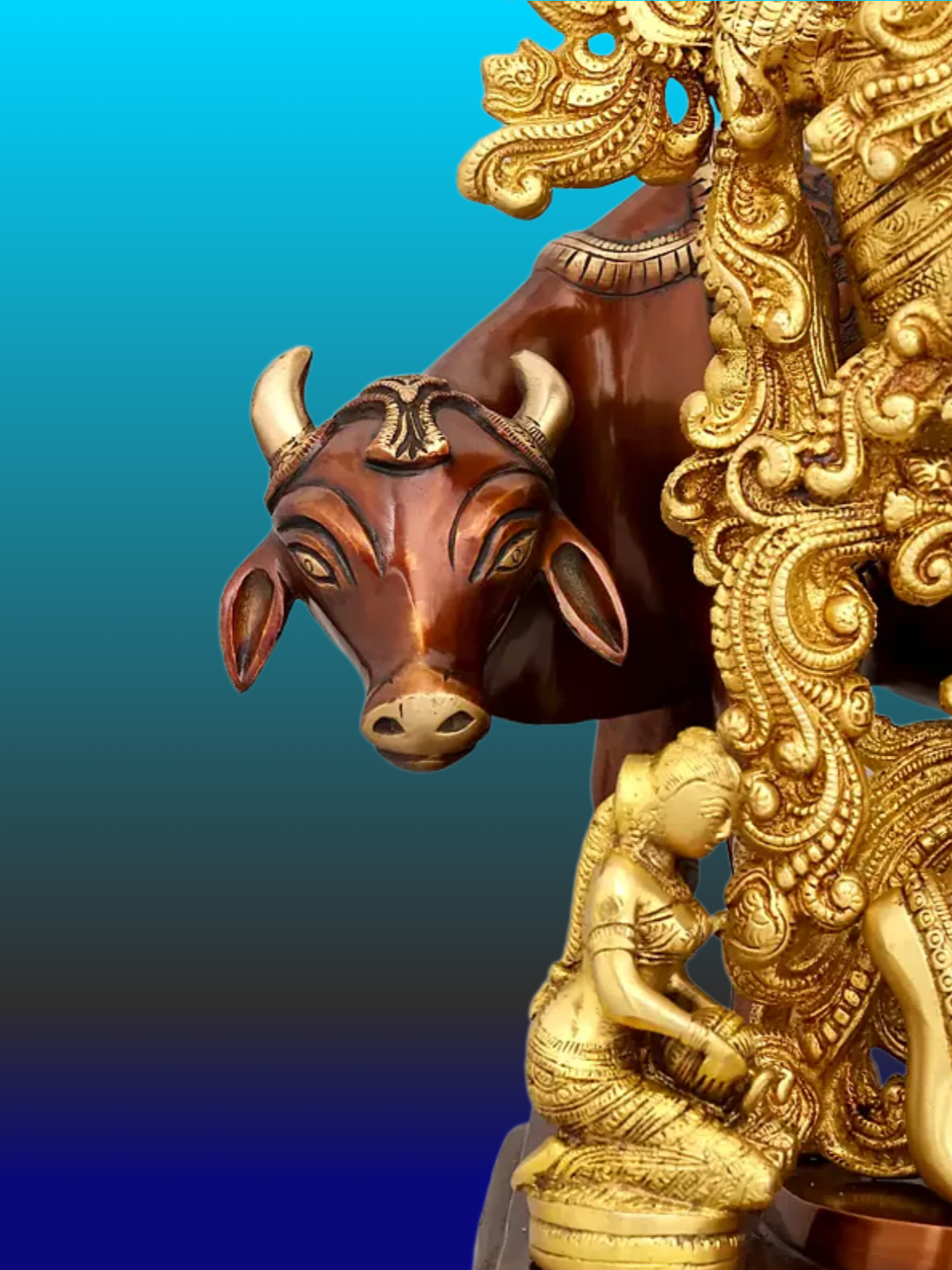 Brassaura® Brass Cow Krishna Statue | Height 28 Inches & Weight 35.20 kg