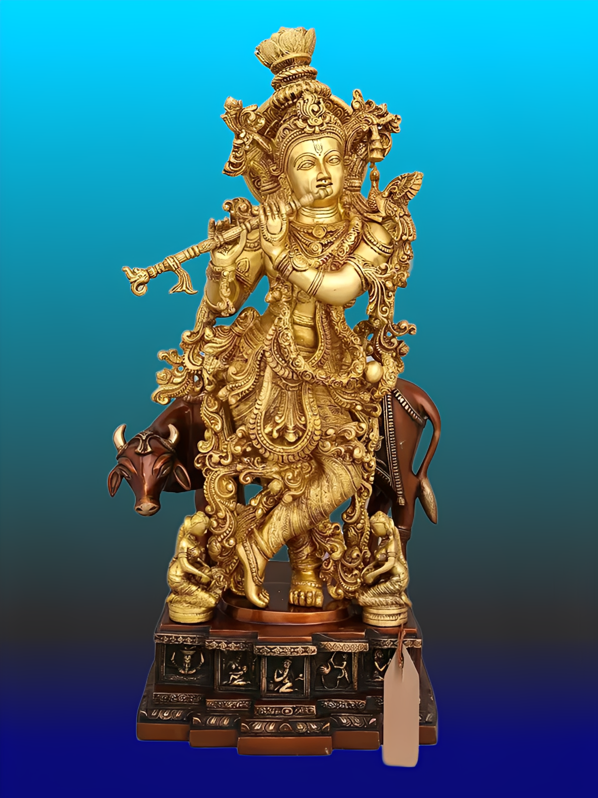 Brassaura® Brass Cow Krishna Statue | Height 28 Inches & Weight 35.20 kg
