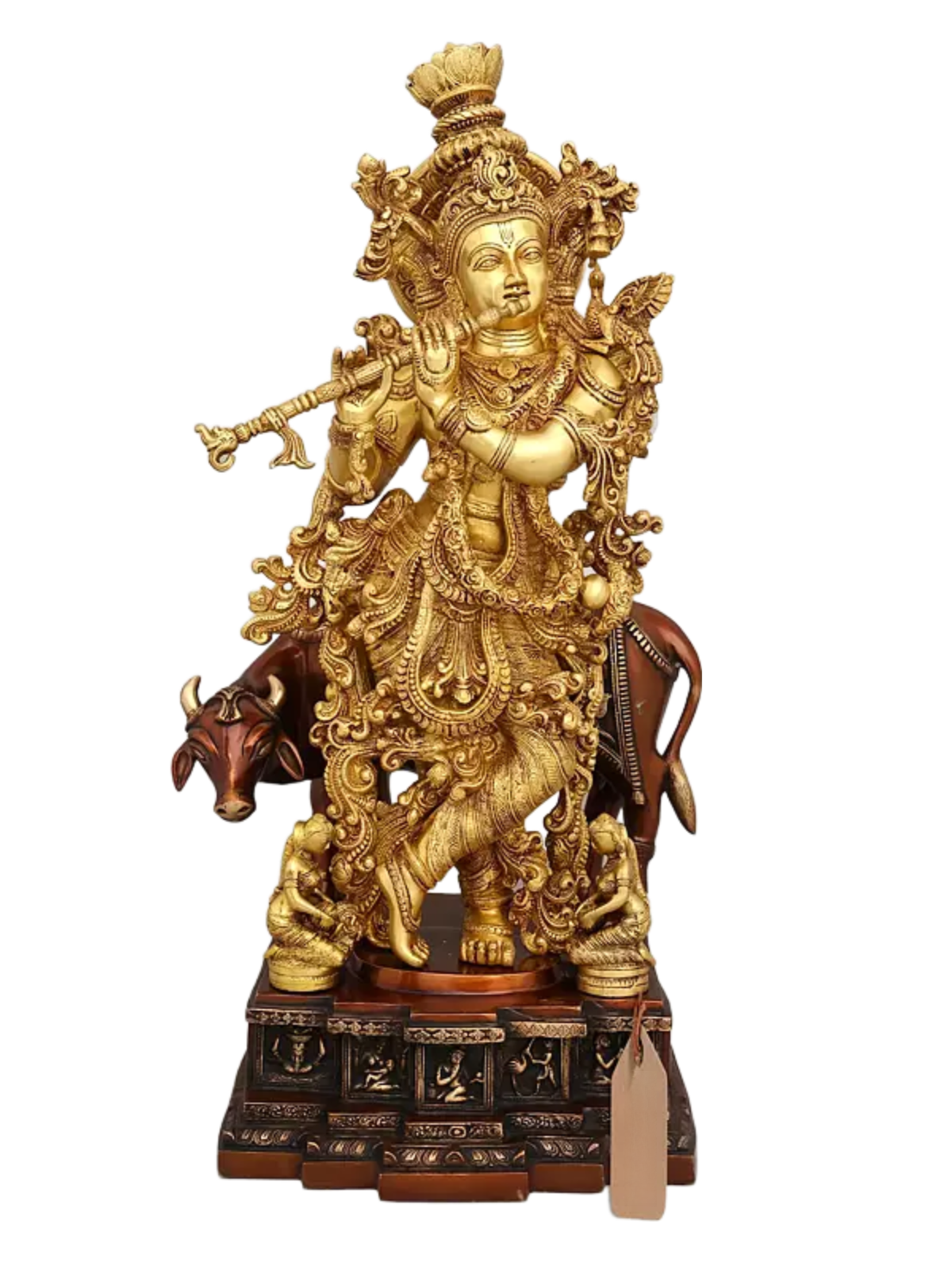 Brassaura® Brass Cow Krishna Statue | Height 28 Inches & Weight 35.20 kg