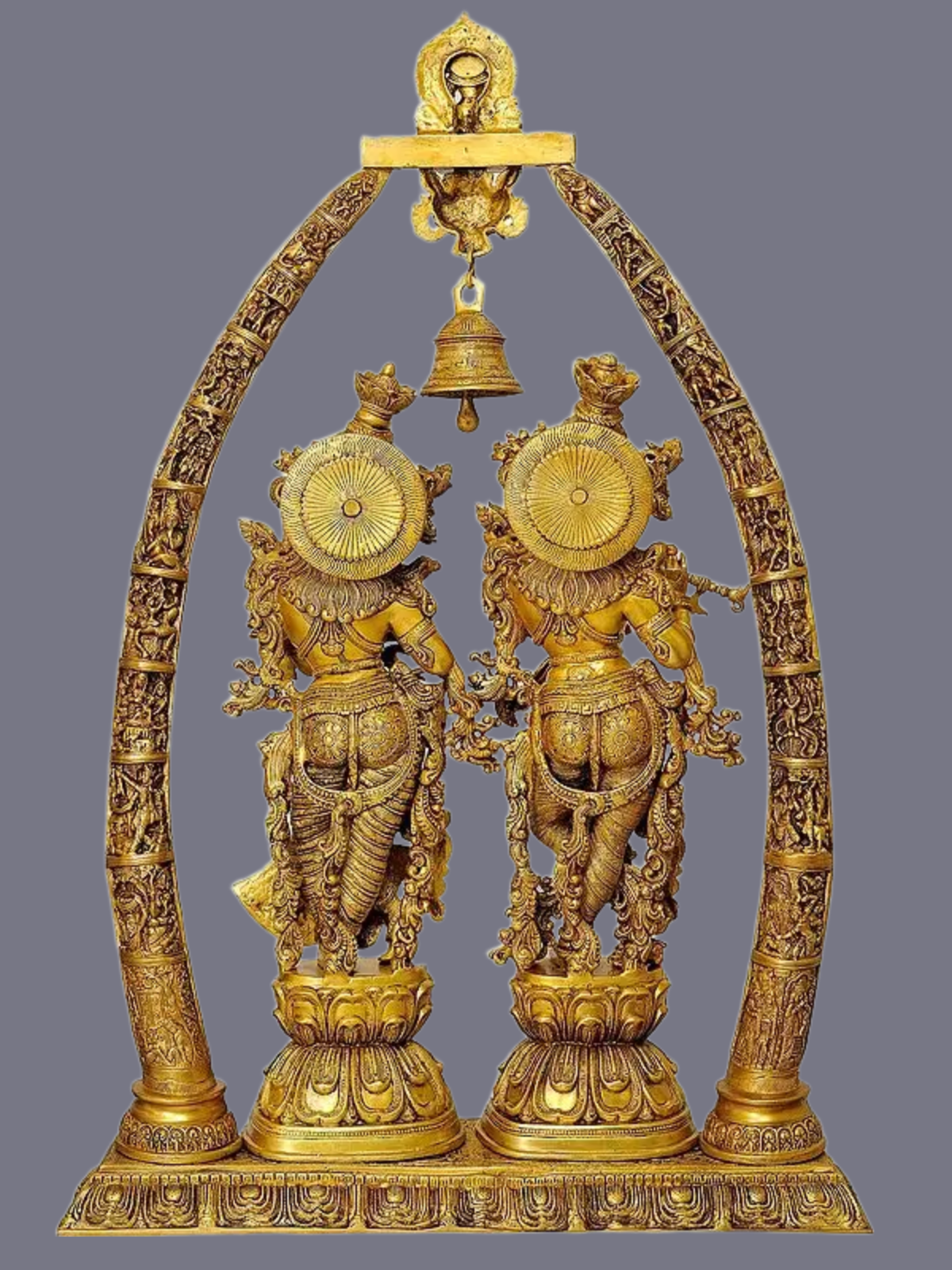 Brassaura® Brass Radha Krishna Statue with prabhavali | Height 45 Inches & Weight 69.74 kg