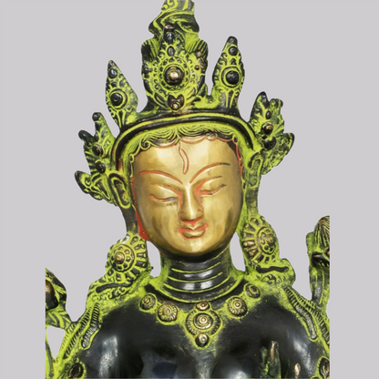 Brassaura® ब्रास व्हाइट तारा मूर्ति | ऊंचाई 9 इंच और वज़न 2.70 किलो