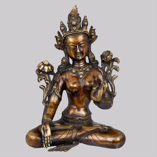 ब्रासौड़ा® ब्रास व्हाइट तारा मूर्तिकला | ऊंचाई 9 इंच और वज़न 2.70 किग्रा