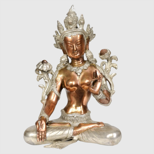 ब्रासौरा® ब्रास व्हाइट तारा मूर्ति | ऊँचाई 9 इंच और वज़न 2.70 किलो