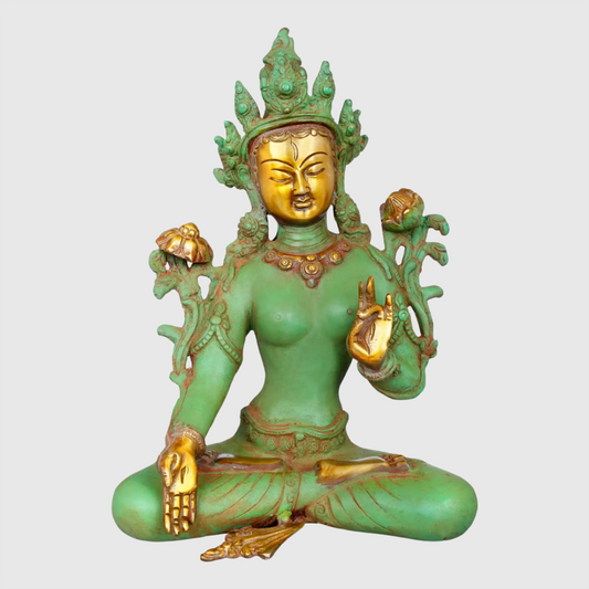 ब्रासौरा® ब्रास व्हाइट तारा मूर्ति | ऊँचाई 9 इंच और वज़न 2.70 किग्रा