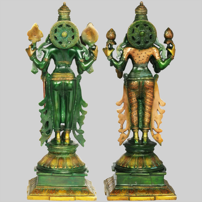 Brassaura® Brass Vishnu Lakshmi Statue | Height 14.96 Inches & Weight 9.30 kg