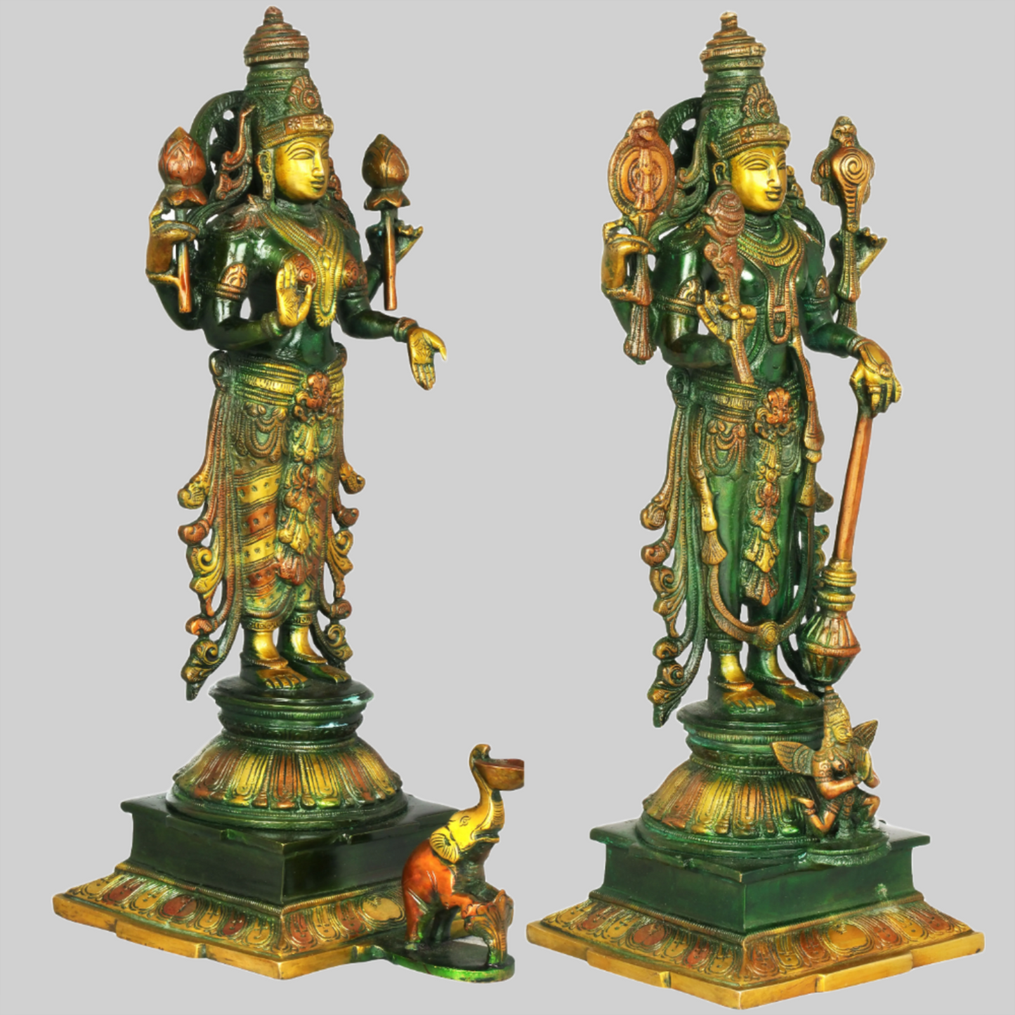 Brassaura® Brass Vishnu Lakshmi Statue | Height 14.96 Inches & Weight 9.30 kg