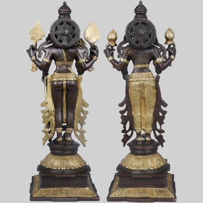 Brassaura® Brass Vishnu Lakshmi Statue | Height 14.96 Inches & Weight 9.30 kg