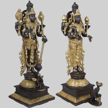 Brassaura® Brass Vishnu Lakshmi Statue | Height 14.96 Inches & Weight 9.30 kg