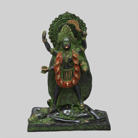 Brassaura® Brass Goddess Kali Bhairavi Statue | Height 11.02 Inches & Weight 4.05 kg