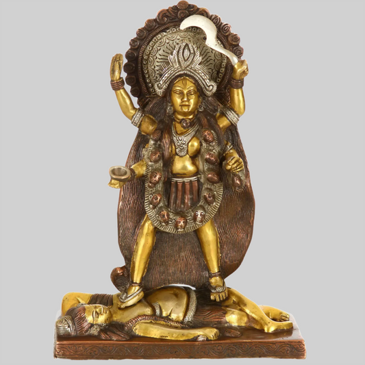 Brassaura® Brass Goddess Kali Bhairavi Statue | Height 11.02 Inches & Weight 4.05 kg