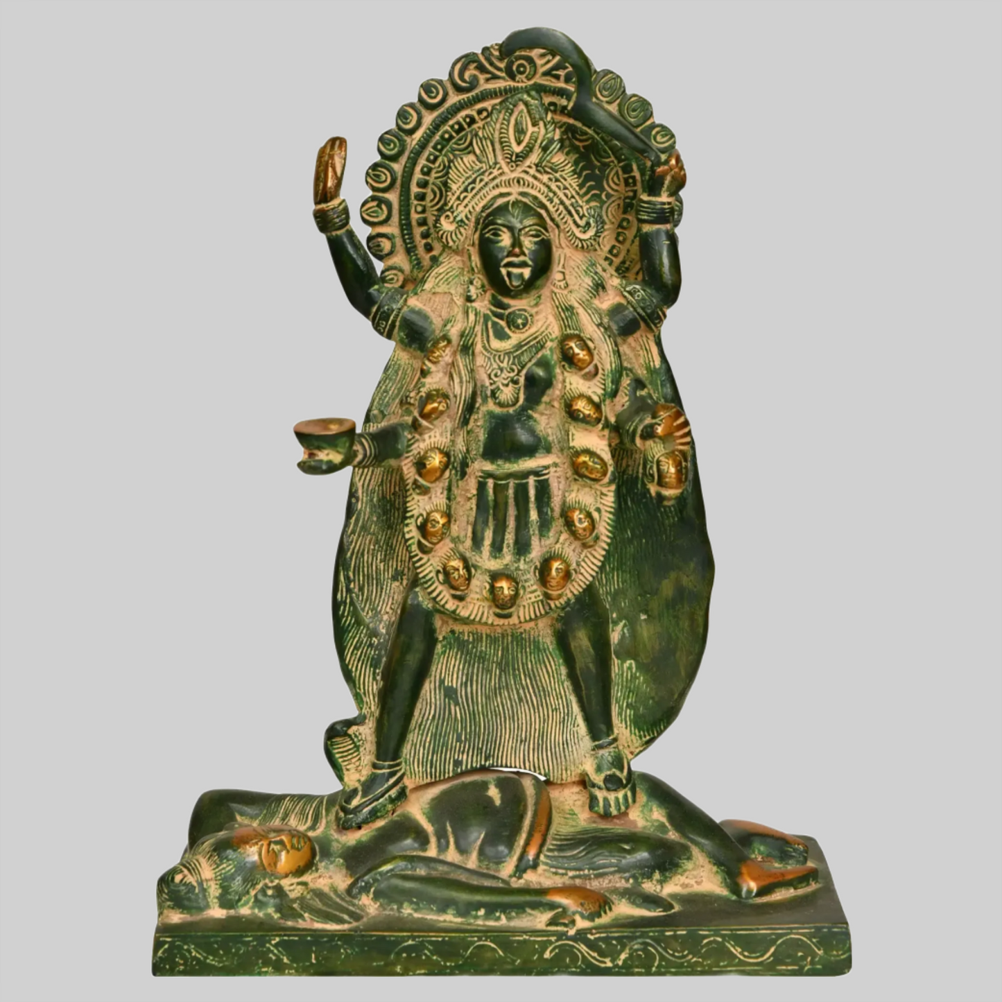 Brassaura® Brass Goddess Kali Bhairavi Statue | Height 11.02 Inches & Weight 4.05 kg
