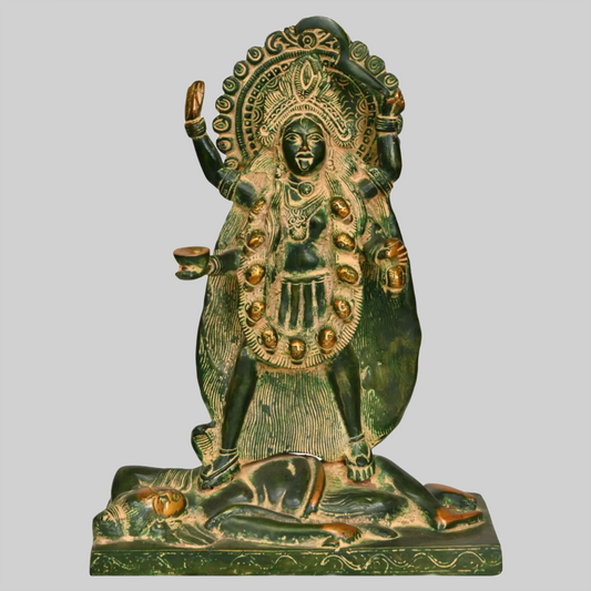Brassaura® Brass Goddess Kali Bhairavi Statue | Height 11.02 Inches & Weight 4.05 kg