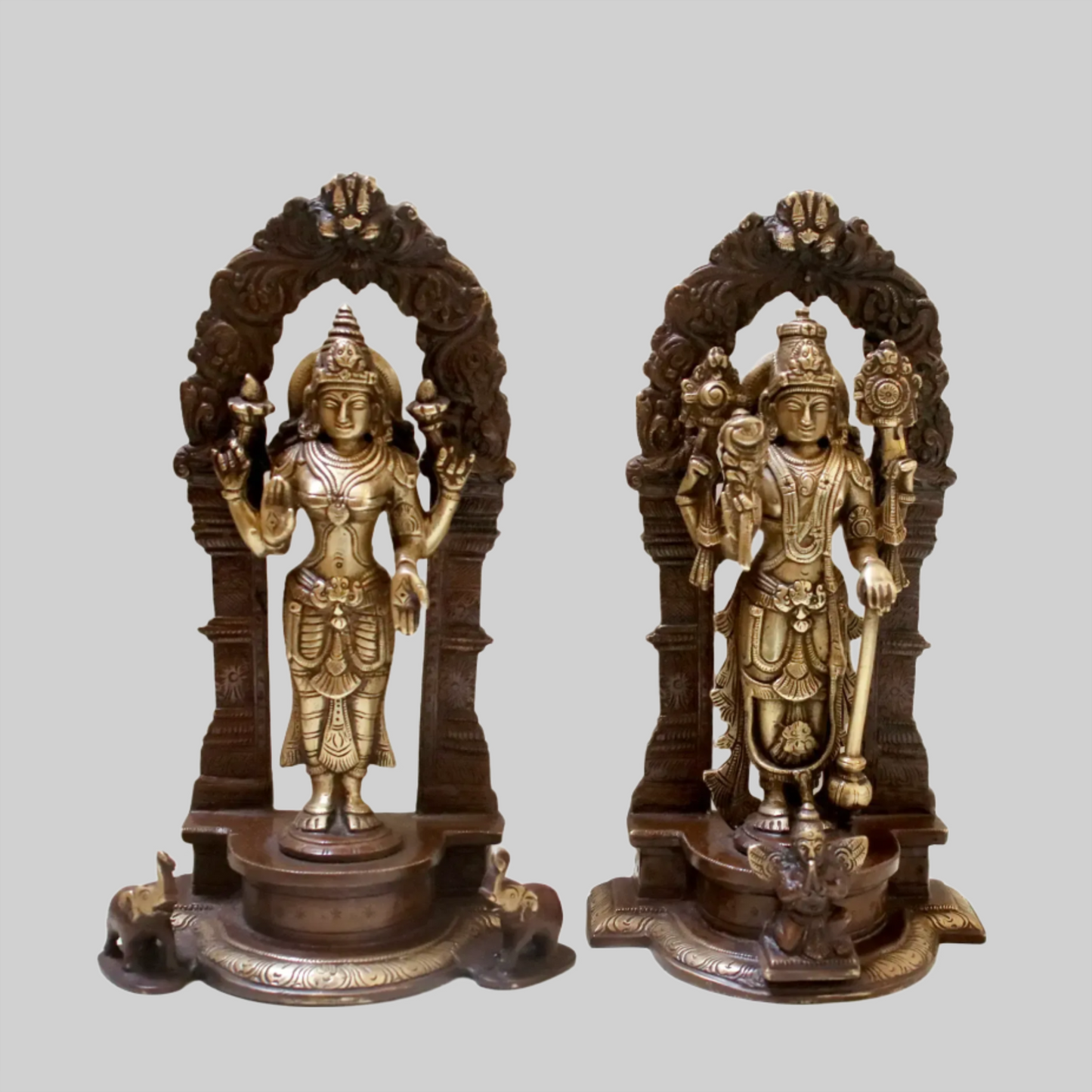 Brassaura® Brass Vishnu Lakshmi Statue | Height 9.06 Inches & Weight 3.80 kg
