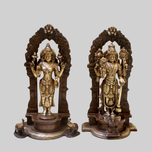 Brassaura® Brass Vishnu Lakshmi Statue | Height 9.06 Inches & Weight 3.80 kg