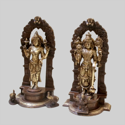 Brassaura® Brass Vishnu Lakshmi Statue | Height 9.06 Inches & Weight 3.80 kg