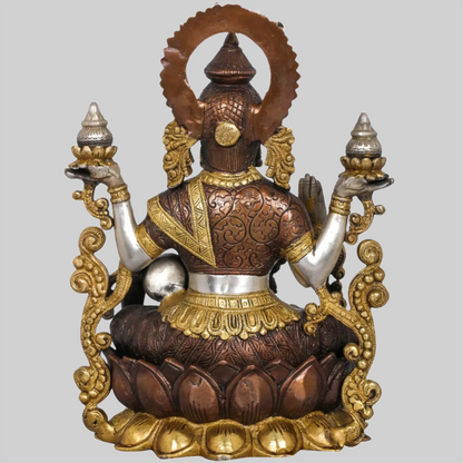 Brassaura® Brass Kamalasana Goddess Lakshmi Statue | Height 12.60 Inches & Weight 7.70 kg