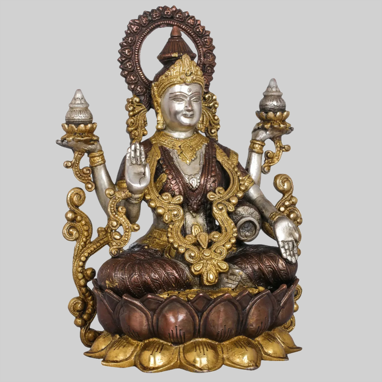 Brassaura® Brass Kamalasana Goddess Lakshmi Statue | Height 12.60 Inches & Weight 7.70 kg