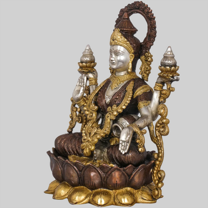 Brassaura® Brass Kamalasana Goddess Lakshmi Statue | Height 12.60 Inches & Weight 7.70 kg