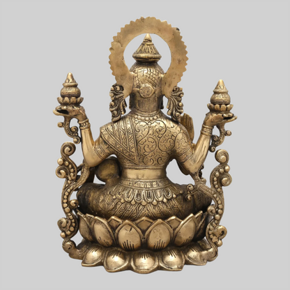 Brassaura® Brass Kamalasana Goddess Lakshmi Statue | Height 12.60 Inches & Weight 7.70 kg