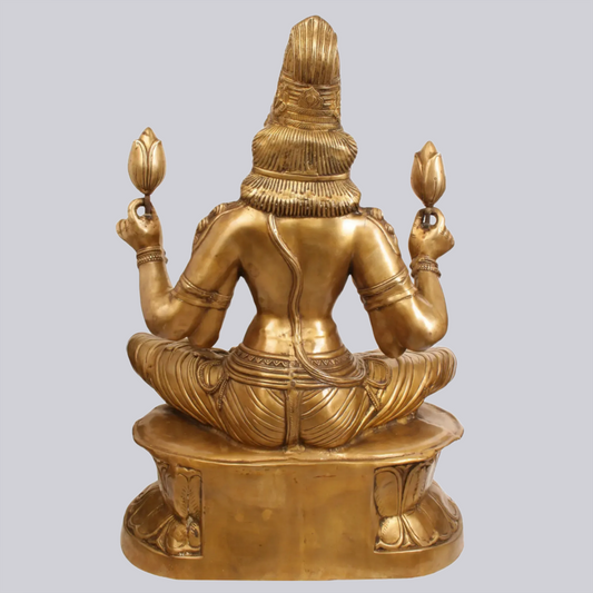 Brassaura® Brass Contemplative Goddess Lakshmi Statue | Height 34.65 Inches & Weight 41.65 kg
