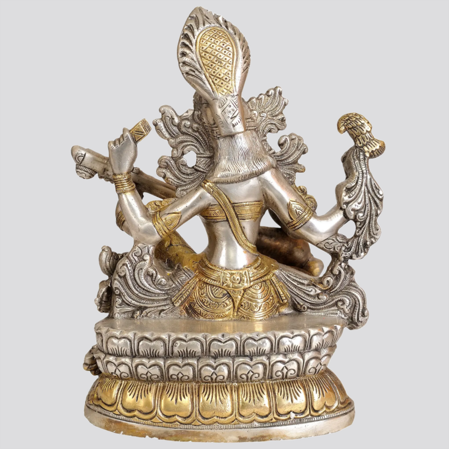 ब्रासुर® पीतल की देवी सरस्वती की मूर्ति | ऊँचाई 11.42 इंच और वज़न 5.50 किलोग्राम