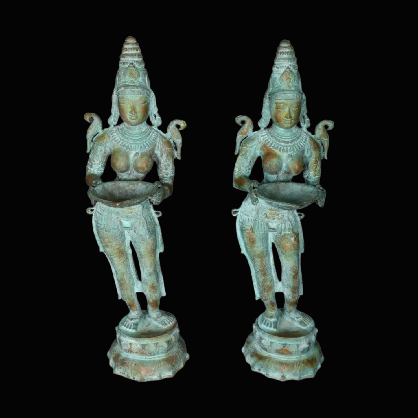 Brassaura® Deep Lakshmi Pair | Brass Statues | Height 44 Inches & Weight 56.53 kgs