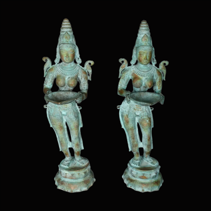 Brassaura® Deep Lakshmi Pair | Brass Statues | Height 44 Inches & Weight 56.53 kgs