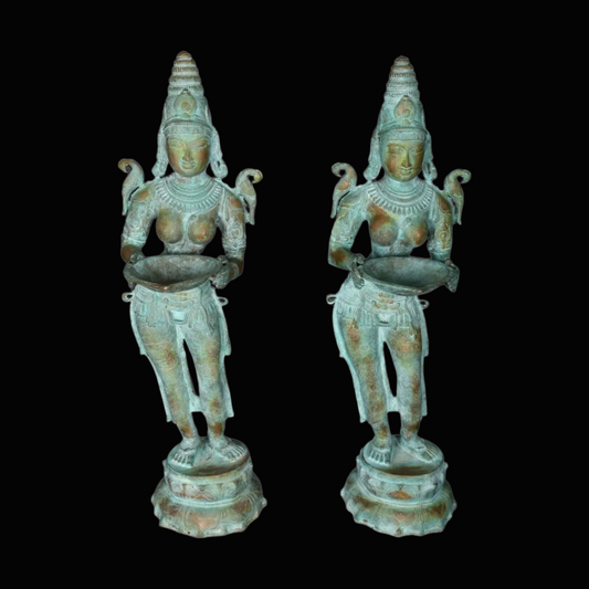 Brassaura® Deep Lakshmi Pair | Brass Statues | Height 44 Inches & Weight 56.53 kgs
