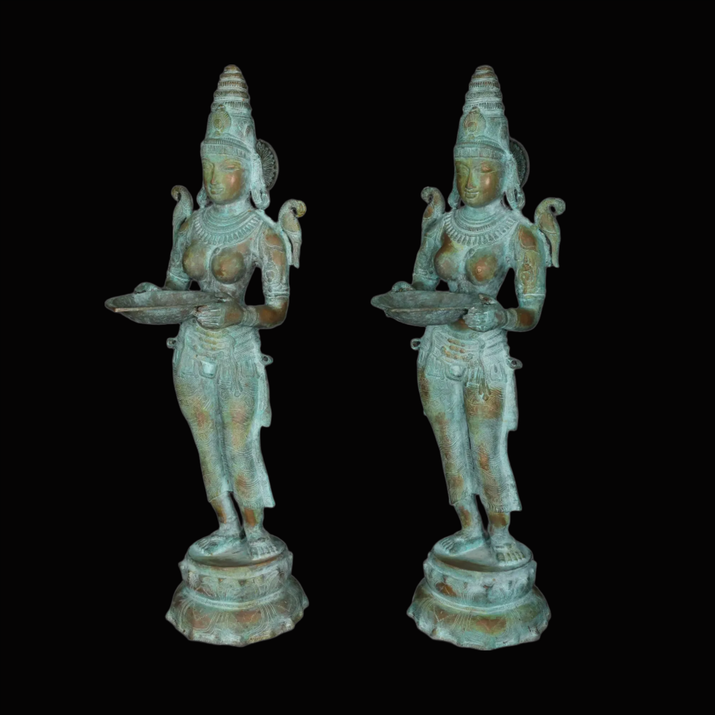 Brassaura® Deep Lakshmi Pair | Brass Statues | Height 44 Inches & Weight 56.53 kgs
