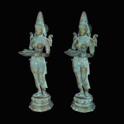 Brassaura® Deep Lakshmi Pair | Brass Statues | Height 44 Inches & Weight 56.53 kgs