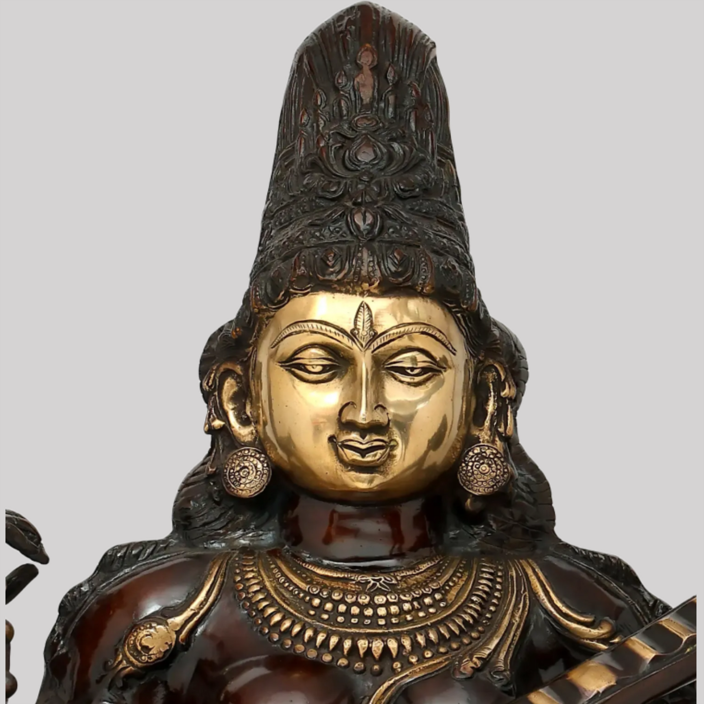 Brassaura® Large Kamalasana Saraswati | Brass Statue | Height 34 Inches & Weight 45.30 kgs