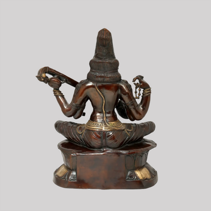 Brassaura® Large Kamalasana Saraswati | Brass Statue | Height 34 Inches & Weight 45.30 kgs