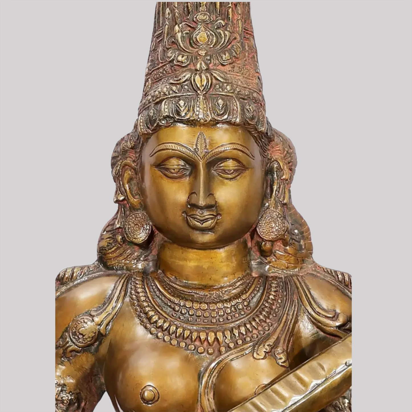 Brassaura® Large Kamalasana Saraswati | Brass Statue | Height 34 Inches & Weight 45.30 kgs