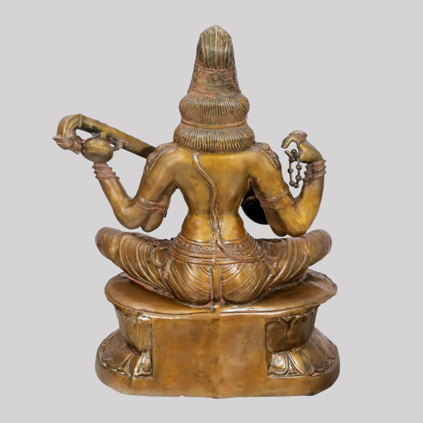 Brassaura® Large Kamalasana Saraswati | Brass Statue | Height 34 Inches & Weight 45.30 kgs