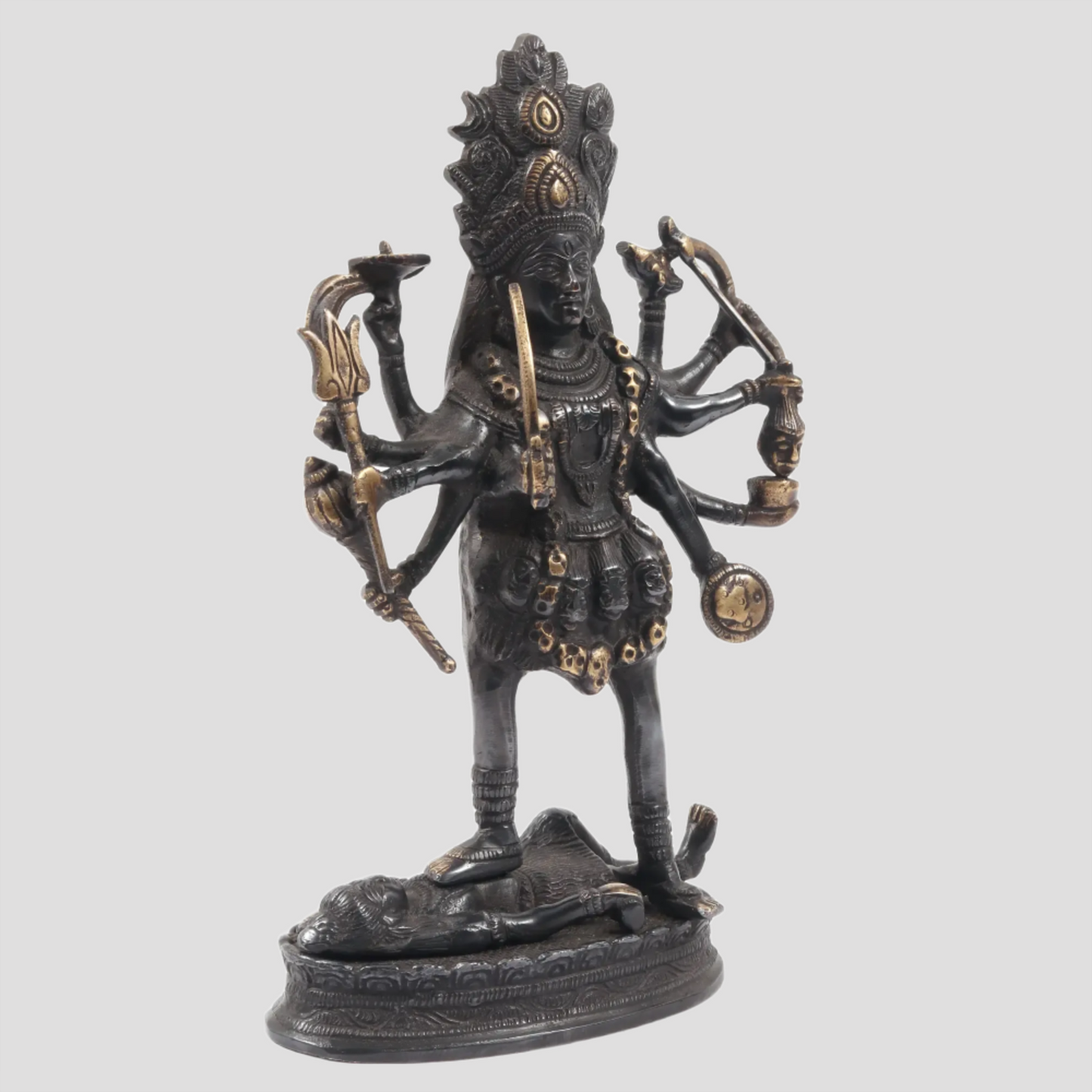 Brassaura® 10.5 Inch Goddess Kali Brass Sculpture | Sacred Handmade Home Idol