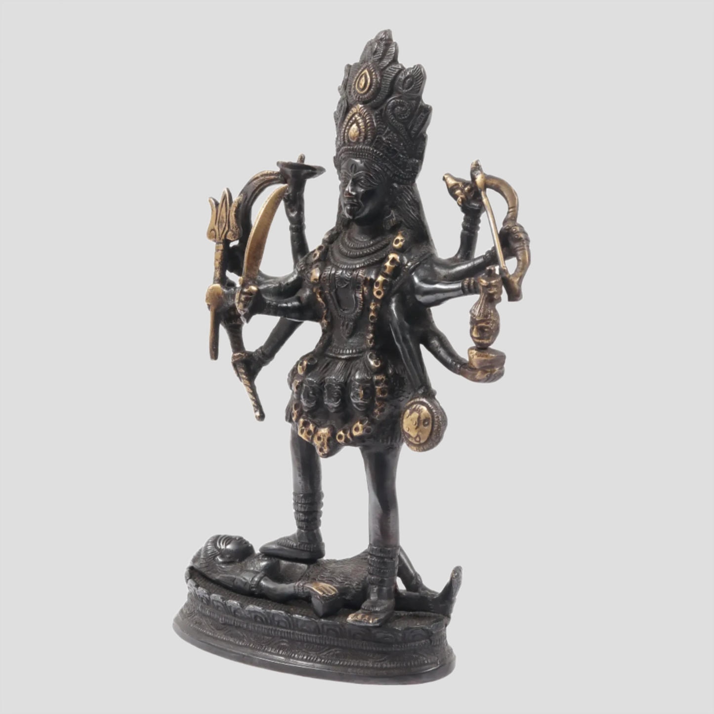 Brassaura® 10.5 Inch Goddess Kali Brass Sculpture | Sacred Handmade Home Idol