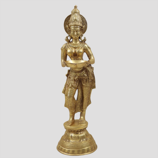 Brassaura® Brass Deep Lakshmi Statue | Height 28.54 Inches & Weight 11.40 kg